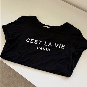 Black 'Cest La Vie Paris' T-Shirt